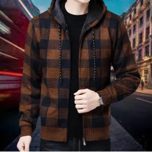 Men's Ubaldo Checked Hooded Cardigan - Premium Quality