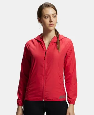 Microfiber Fabric Relaxed Fit Raglan Styled Water Resistant Hoodie Jacket - Virtual Pink