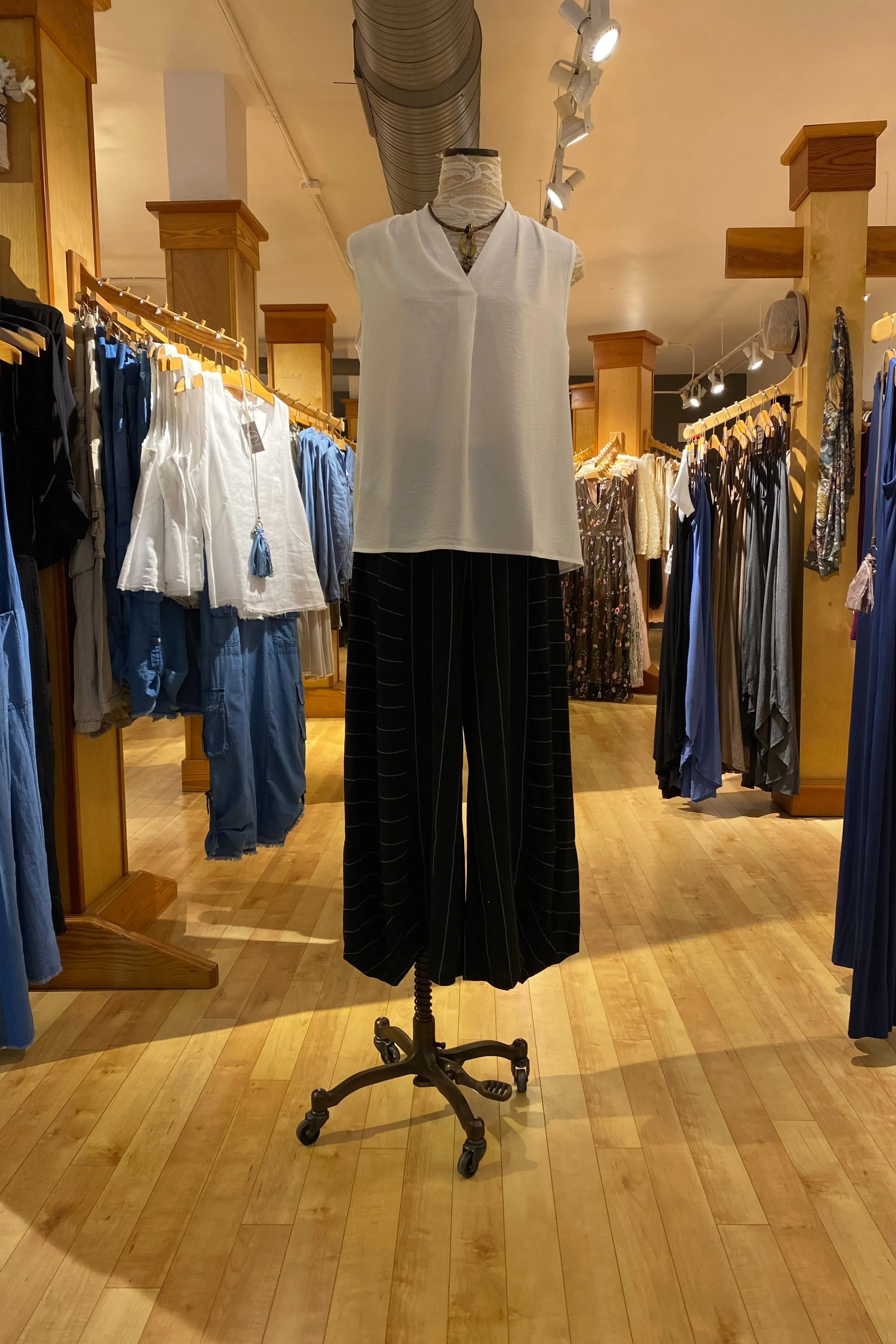 Mix Media Stripe Pants