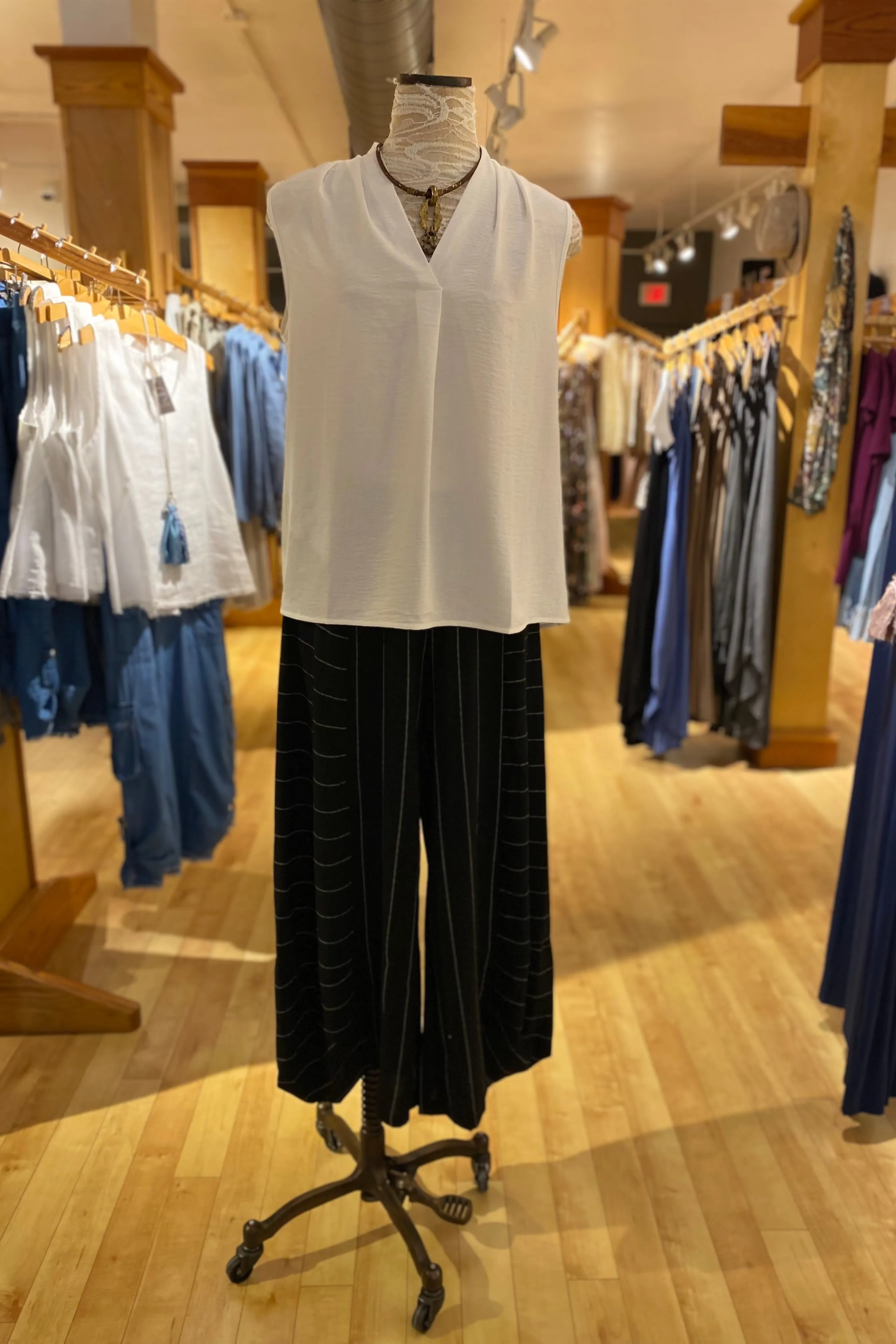 Mix Media Stripe Pants