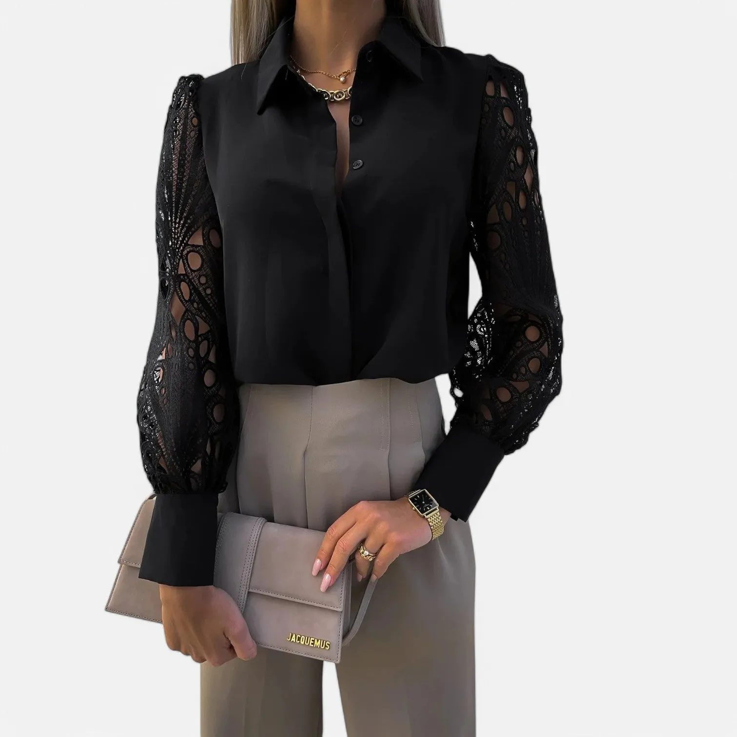 Monacogents | Elegant Chiffon V-Neck Blouse