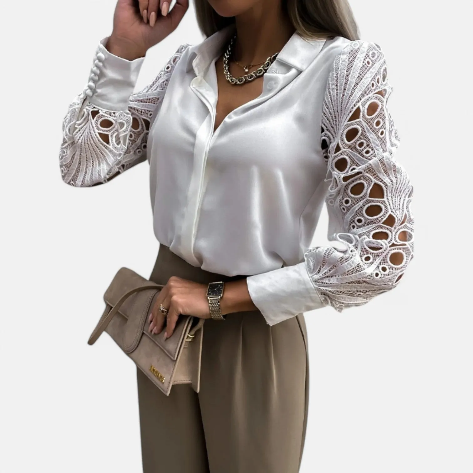 Monacogents | Elegant Chiffon V-Neck Blouse