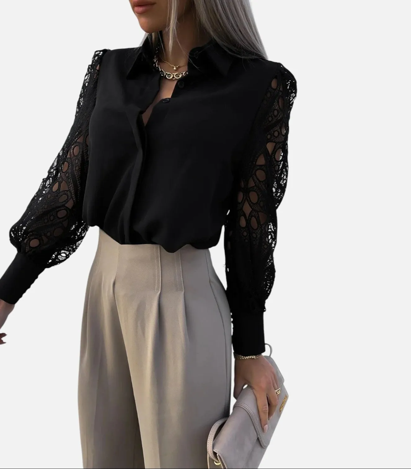Monacogents | Elegant Chiffon V-Neck Blouse
