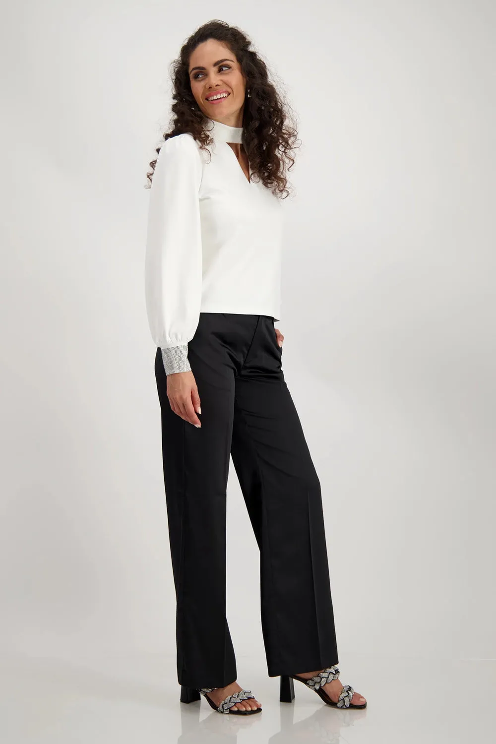 Monari Wide-leg Satin Trousers 808706