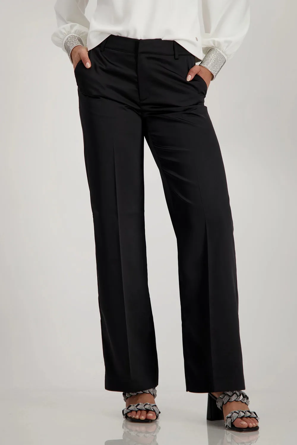 Monari Wide-leg Satin Trousers 808706