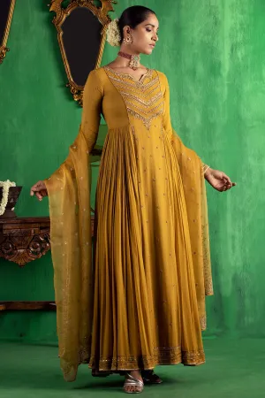 Mustard Anarkali Set