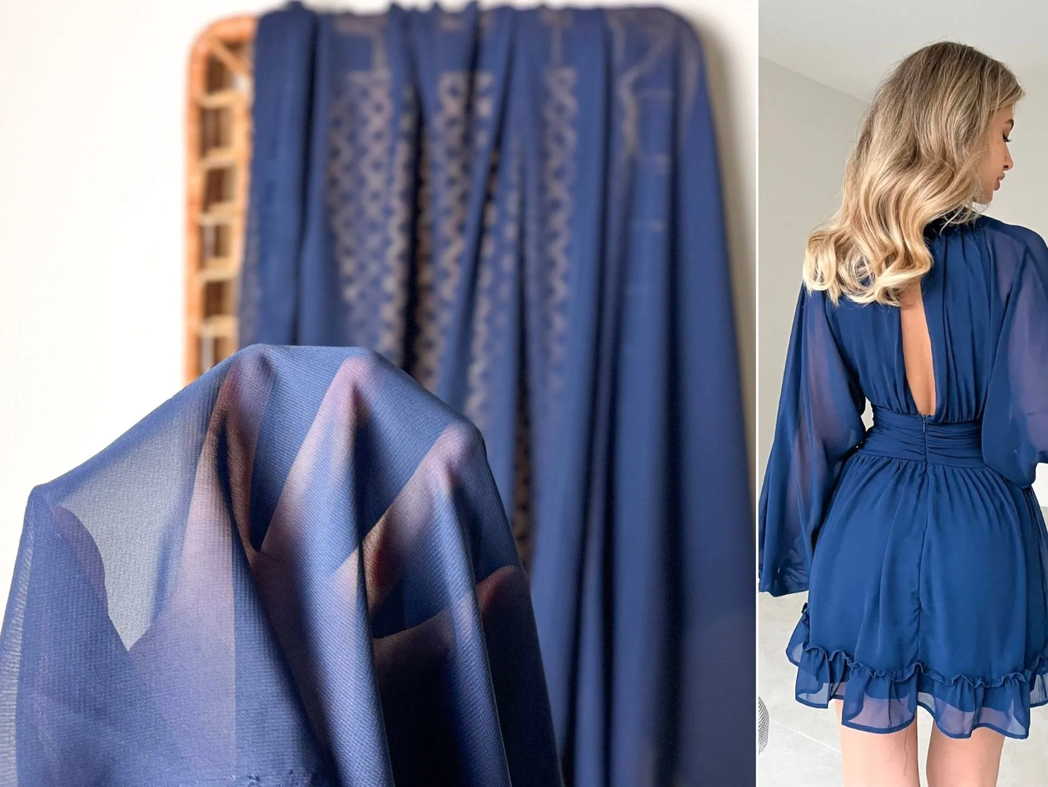 Navy Blue Chiffon Fabric