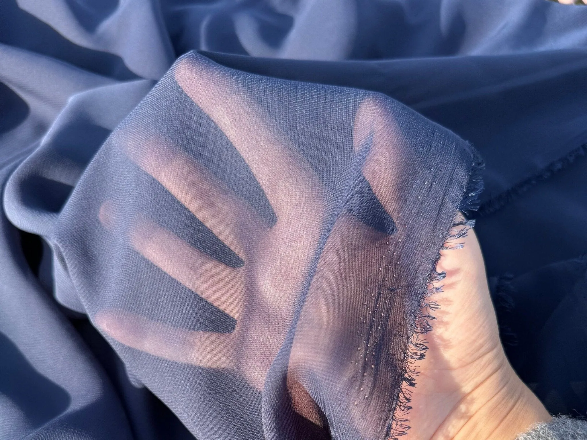 Navy Blue Chiffon Fabric
