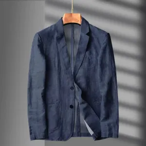 Navy Blue Linen Blazer Men Summer Casual Suit Single Jacket For Men Black Blazer Men 2023 New Casual Spring And Autumn Business