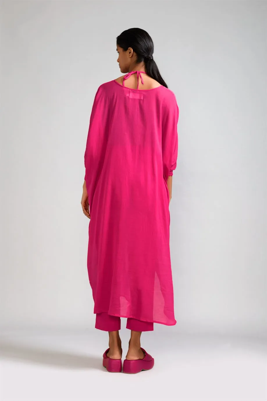 New Season Summer/Fall 24-Coord Set Smocked Cowl Tunic 3pcs Cotton Pink-MT Smoc Cowl Tunic Coord Set-KA ML Pink 3pcs-Fashion Edit Mati