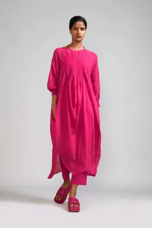 New Season Summer/Fall 24-Coord Set Smocked Cowl Tunic 3pcs Cotton Pink-MT Smoc Cowl Tunic Coord Set-KA ML Pink 3pcs-Fashion Edit Mati