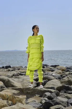 New Season Summer/Fall 24-Pants Green Tassle SE Cotton Neon-MT Tassle SE Pants-ML Neon Green-Fashion Edit Mati