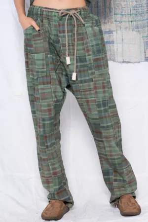 P38 Madras Patchwork Uneven Dye Military Green