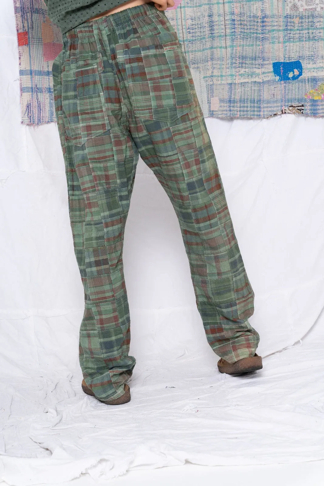 P38 Madras Patchwork Uneven Dye Military Green