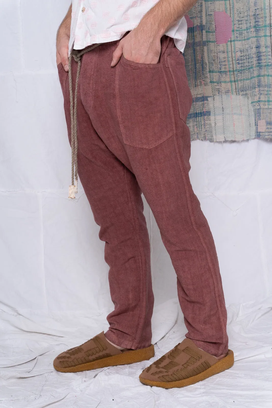 P38 Wild Silk & Hemp Uneven Dye Garnet