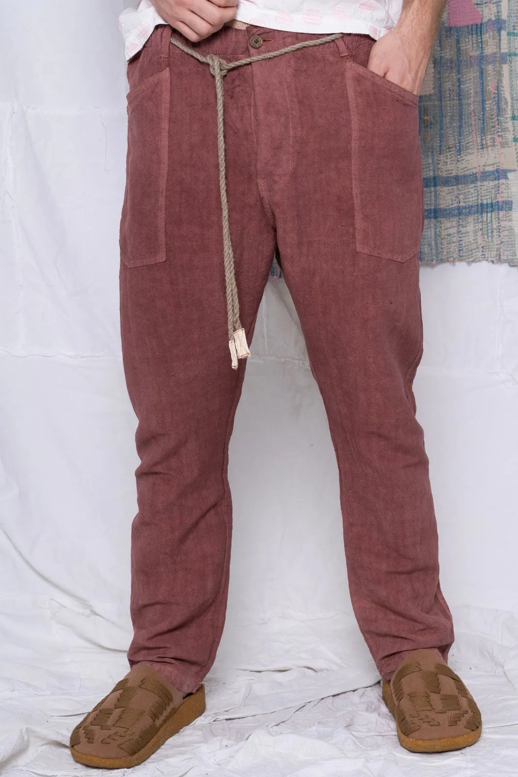 P38 Wild Silk & Hemp Uneven Dye Garnet