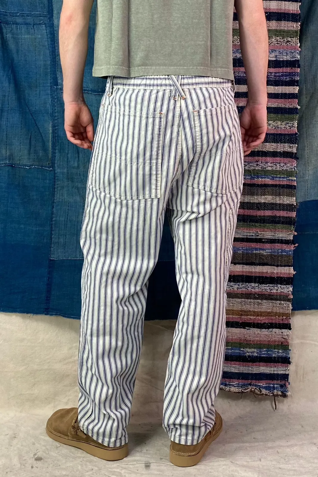 P71 Carpenter Japanese Herringbone Sunfaded Stripes Indigo