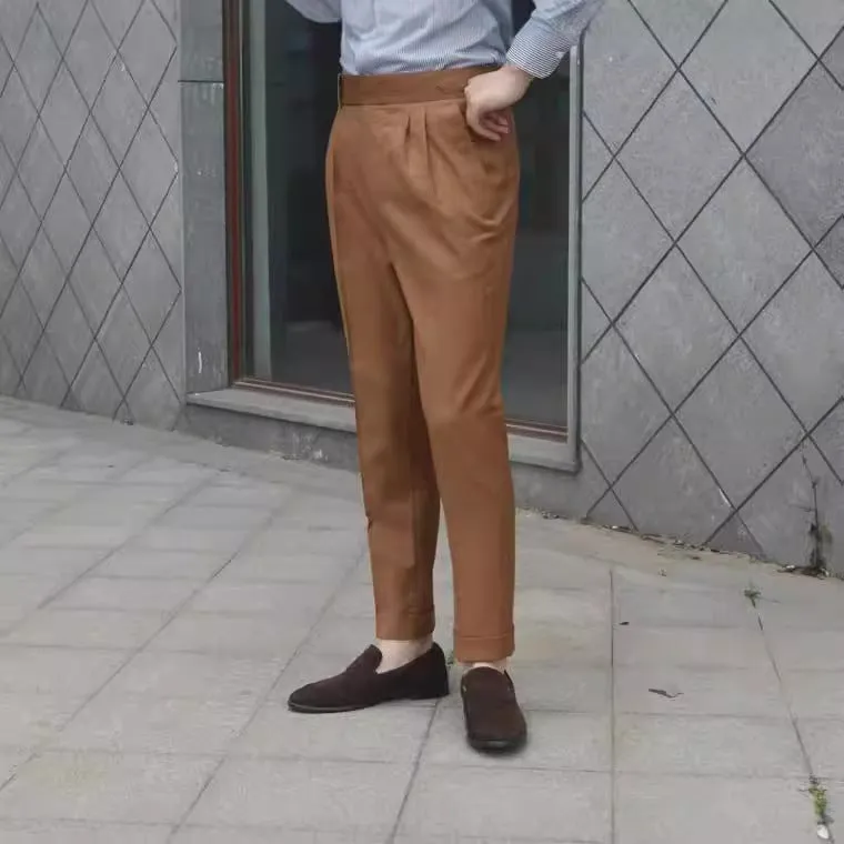 PARIS BUCKLE FLANGING SLIM SUIT PANTS