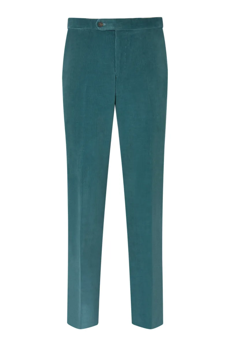 Petrol Flat Front 14 Wale Corduroy Trousers