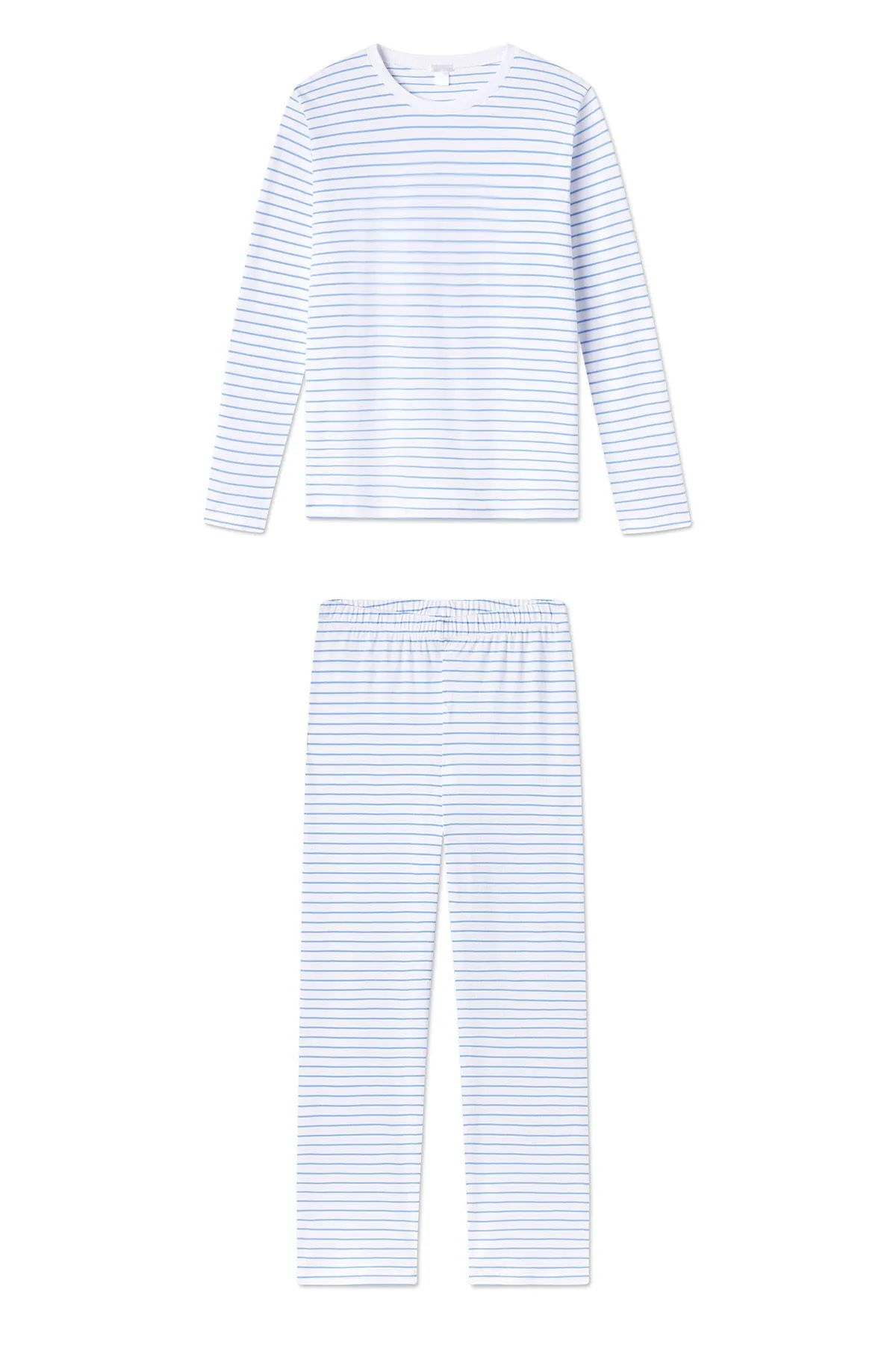 Pima Crew Long-Long Set in Baltic Blue