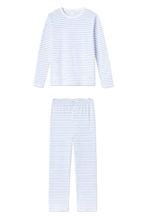 Pima Crew Long-Long Set in Baltic Blue