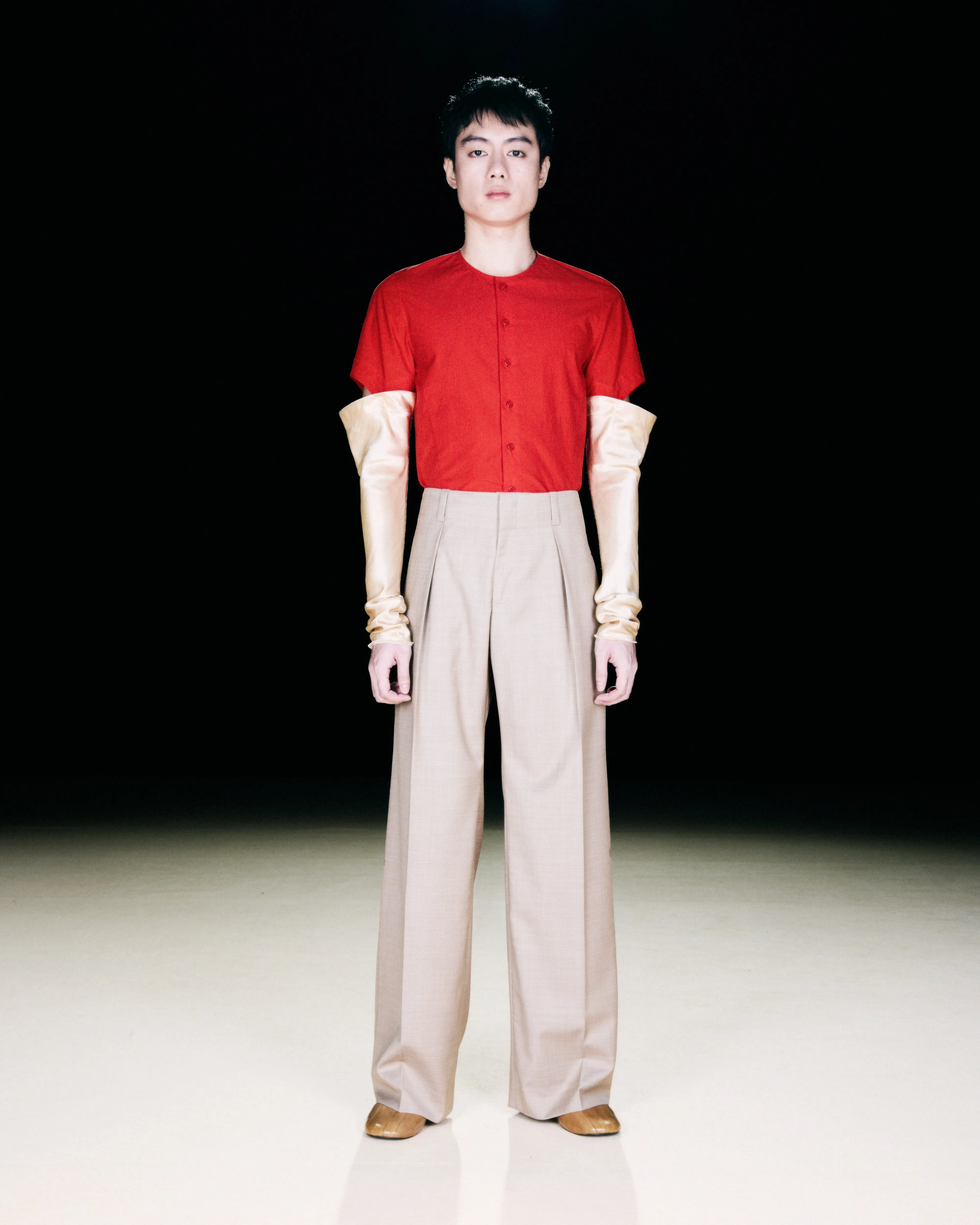 Pleated Straight Trousers