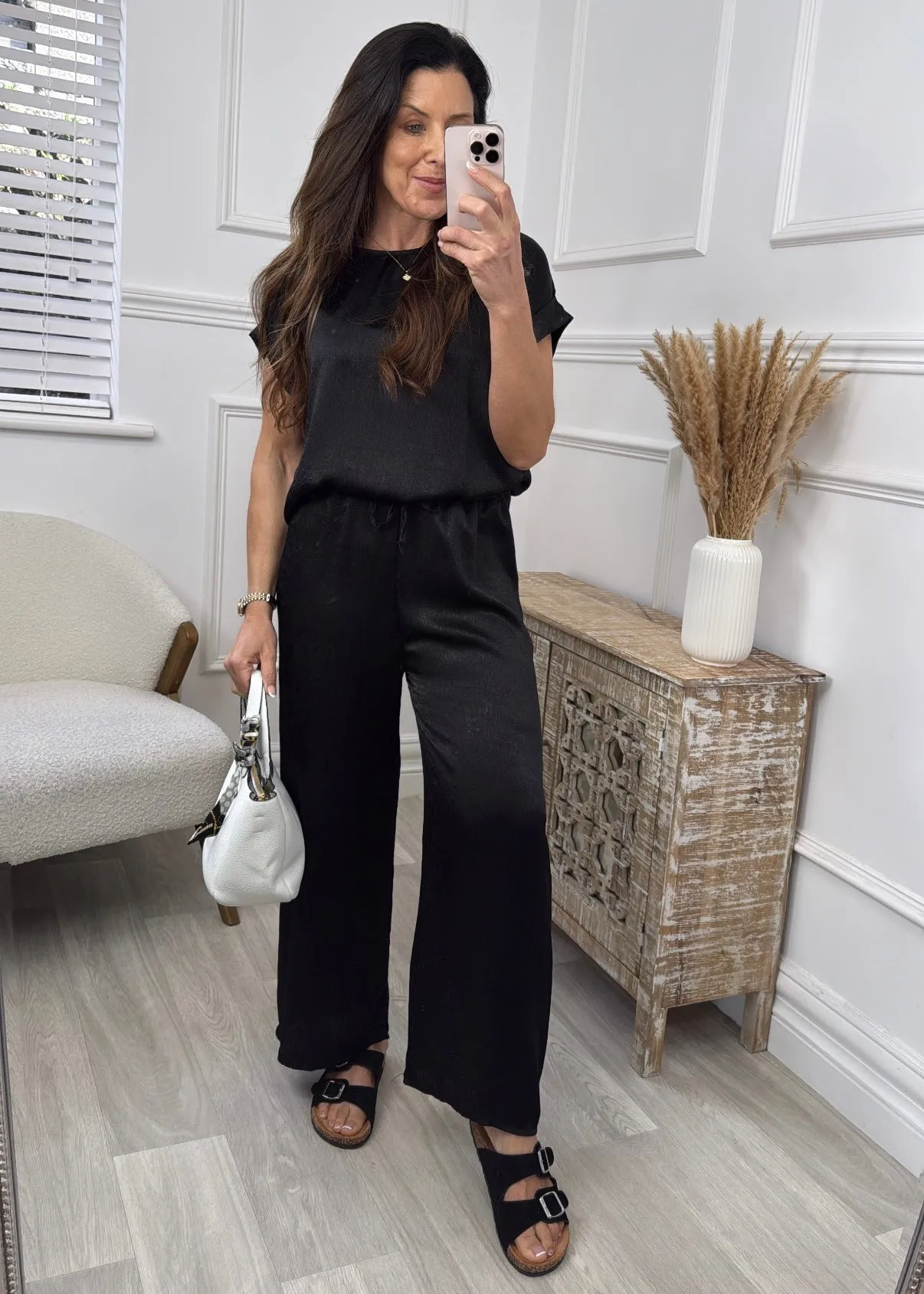 Prudence Black Crochet Detail Set