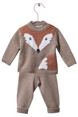 "Basil" Beige Cashmere Fox Top & Trousers