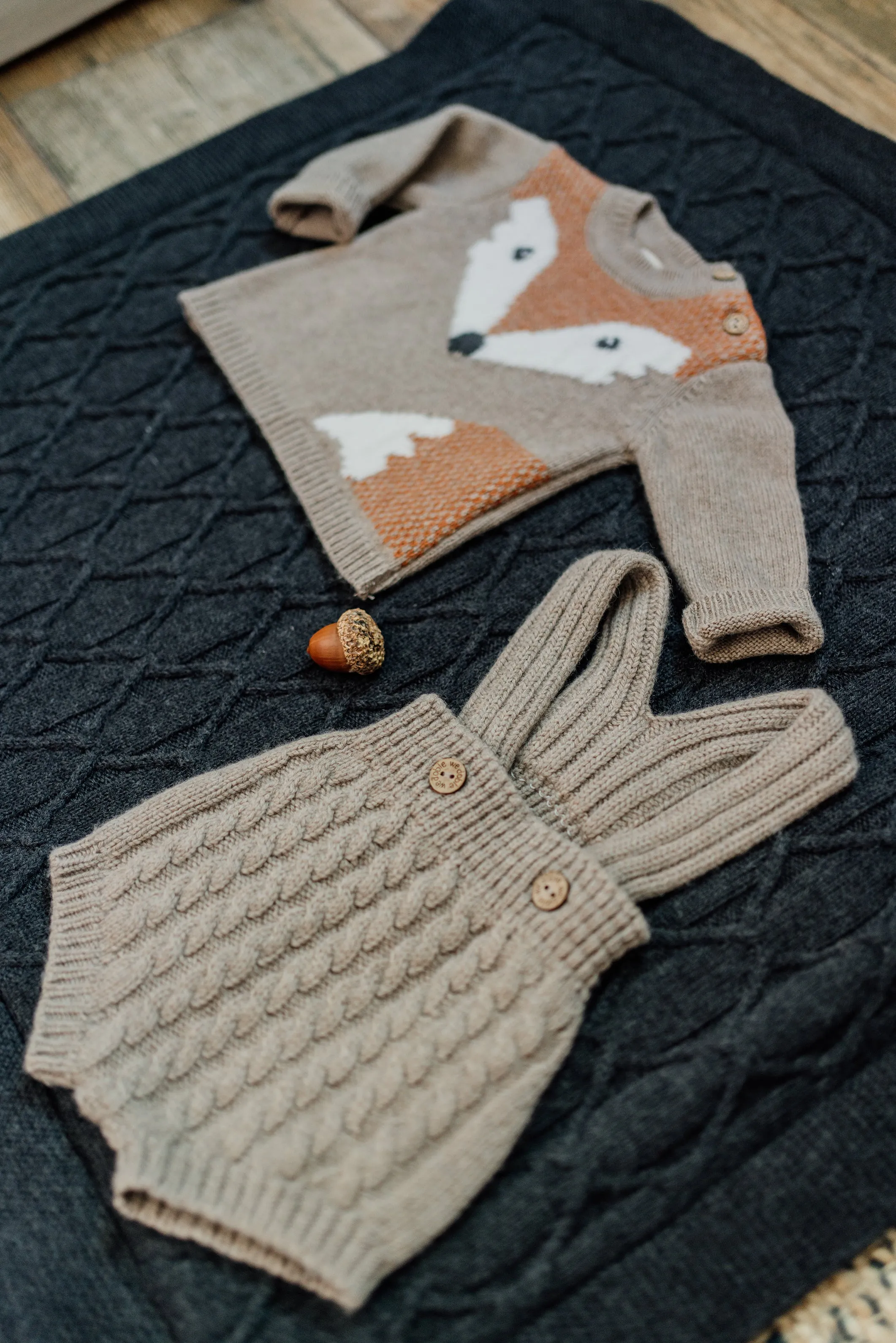 "Basil" Beige Cashmere Fox Top & Trousers