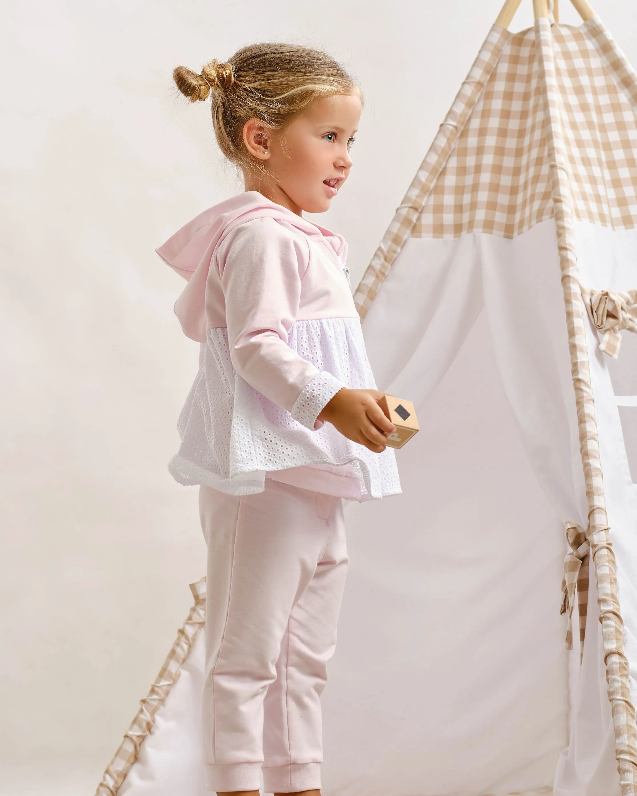 "Porter" Pink Broderie Anglaise Tracksuit
