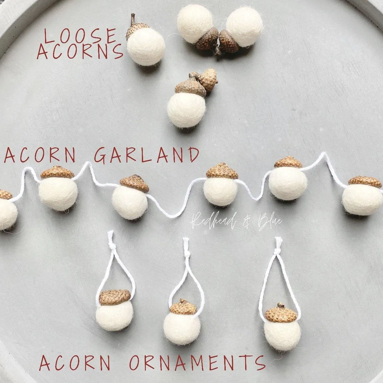 Rainbow Wool Acorns
