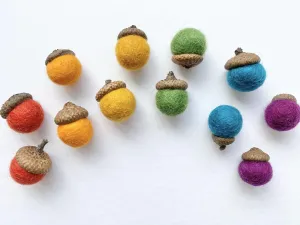 Rainbow Wool Acorns