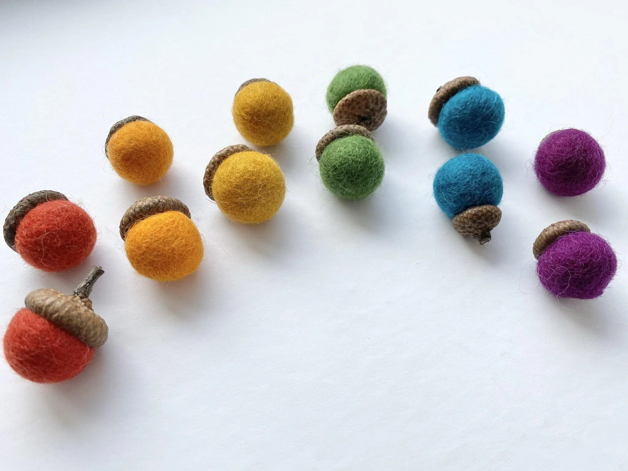 Rainbow Wool Acorns