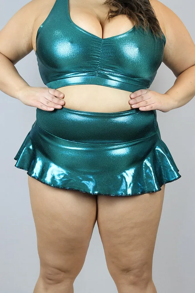 Rarr Mid Waisted Skort - Red Sparkle Plus Size