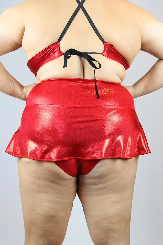 Rarr Mid Waisted Skort - Red Sparkle Plus Size