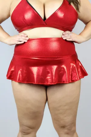 Rarr Mid Waisted Skort - Red Sparkle Plus Size