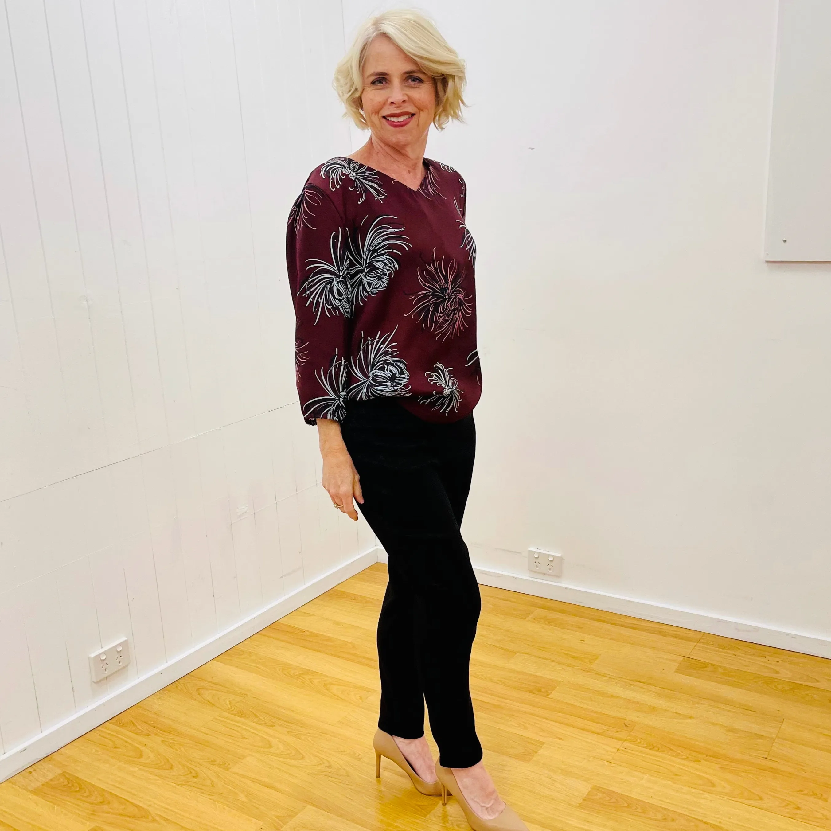 Red Earth Floral Loose Fitting Top