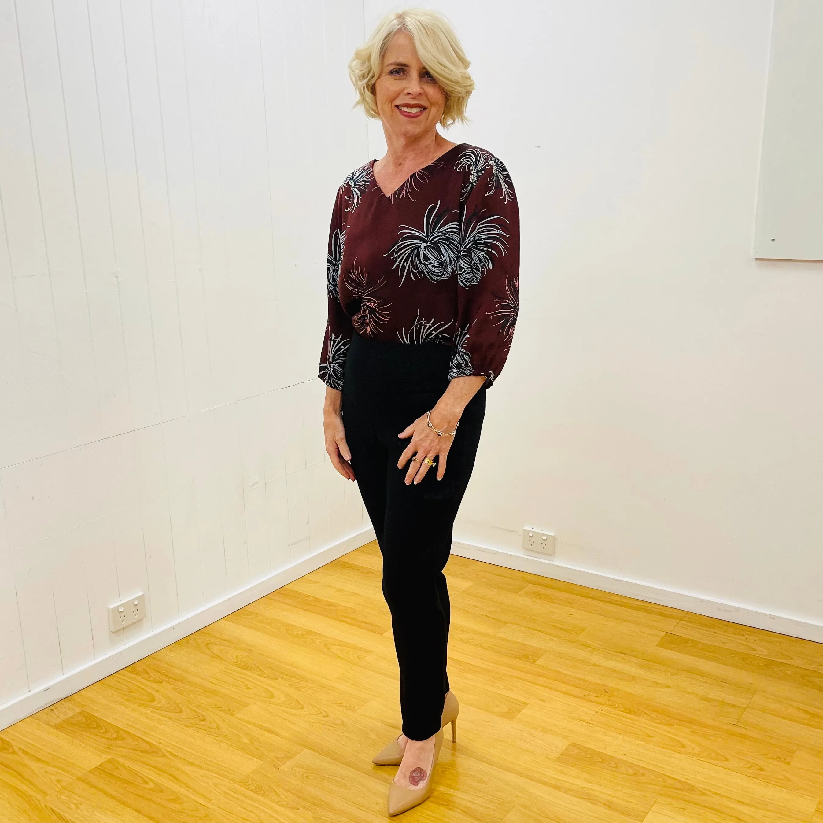 Red Earth Floral Loose Fitting Top