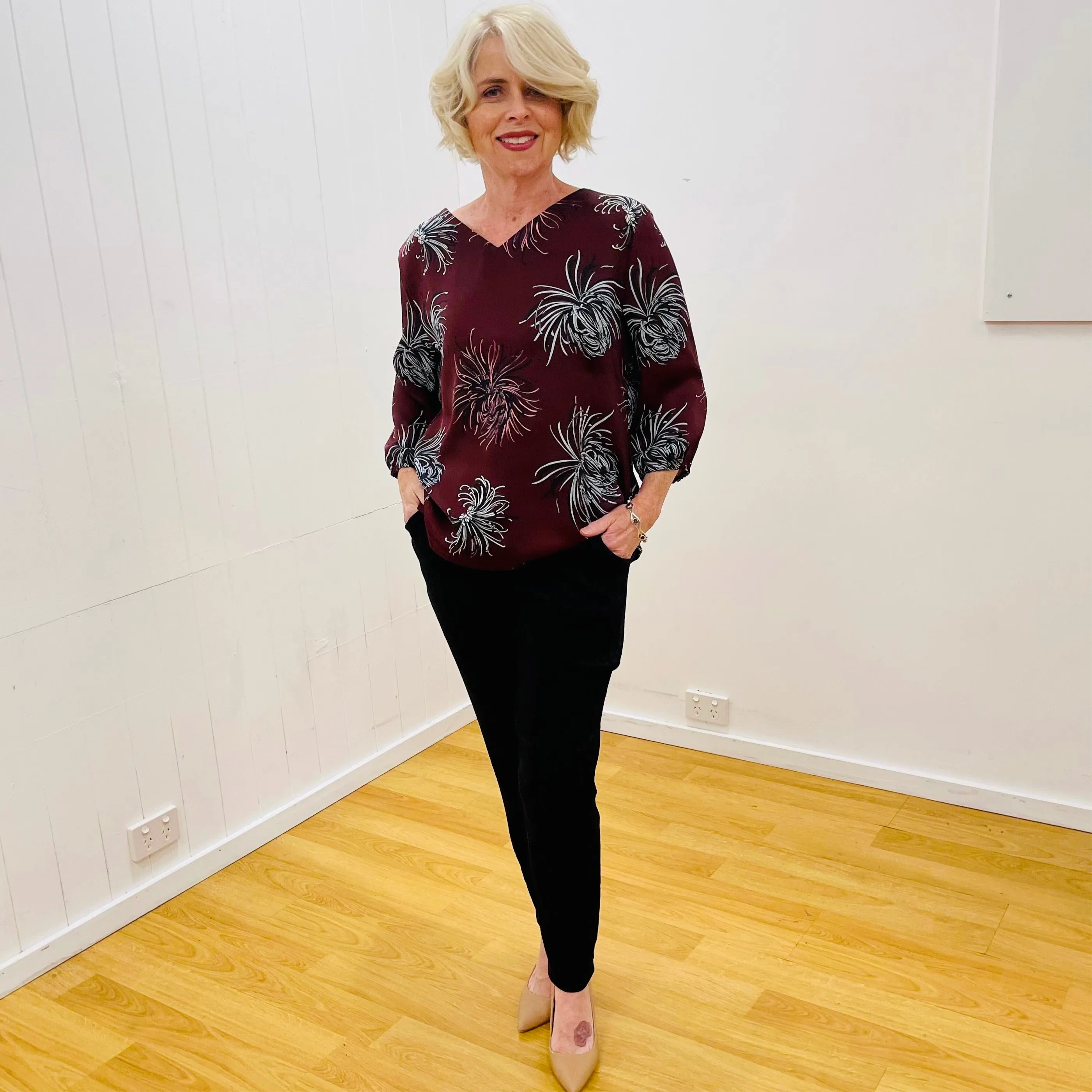 Red Earth Floral Loose Fitting Top