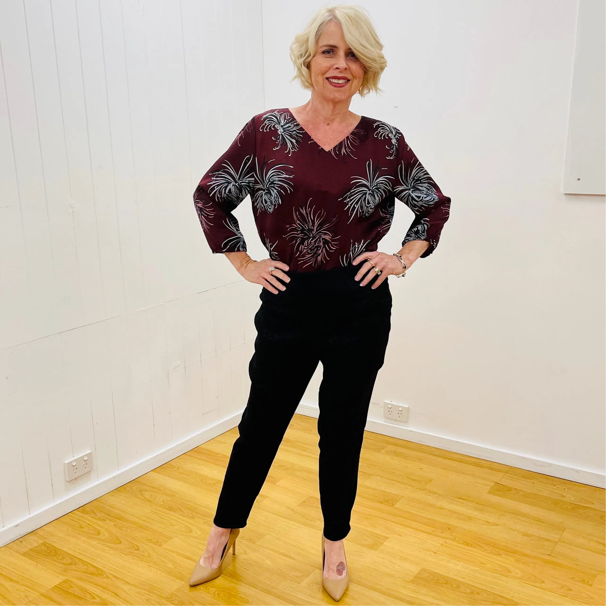 Red Earth Floral Loose Fitting Top