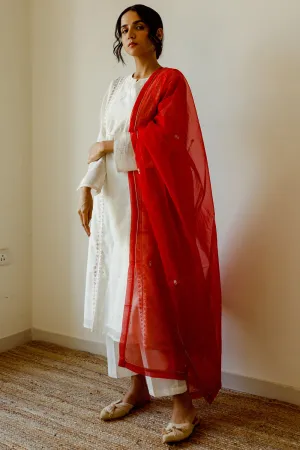 Resham Embroidered Ivory Kurta Set