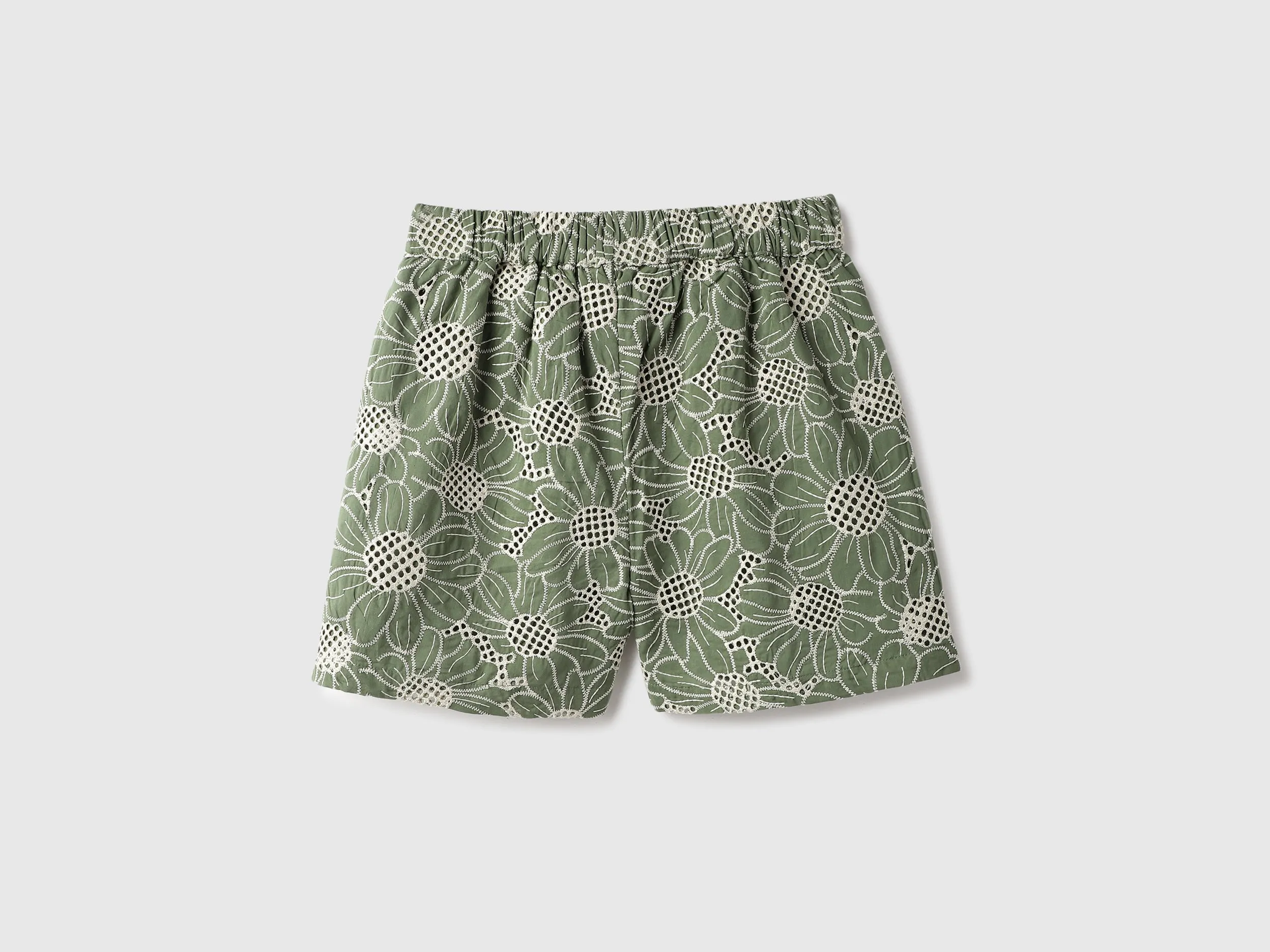 Schiffli Embroidered Regular Fit Casual Shorts