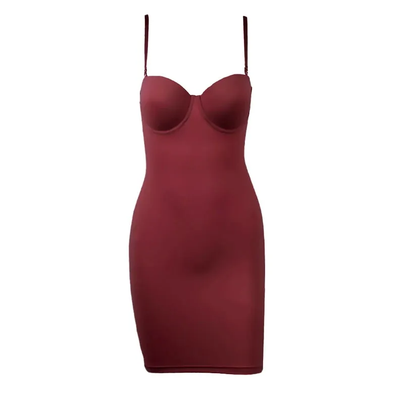 Sculpt Your Silhouette: Full-Length Nude Shapewear Slip Dress for Women