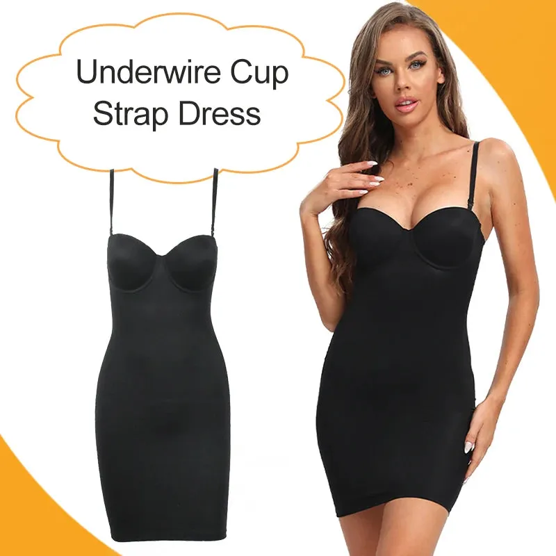 Sculpt Your Silhouette: Full-Length Nude Shapewear Slip Dress for Women