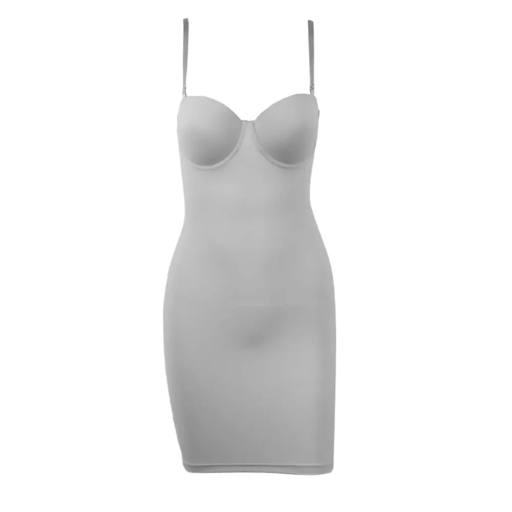 Sculpt Your Silhouette: Full-Length Nude Shapewear Slip Dress for Women