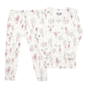 Seahorses on Cream 2-Pc Pajamas