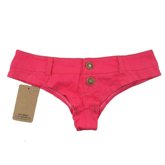 Sexy Jeans MINI Denim Shorts High Cut Bikini Hot Jean Short Double Button Low Rise Waist Shorts Exotic Culb Wear 5 Colours FX35