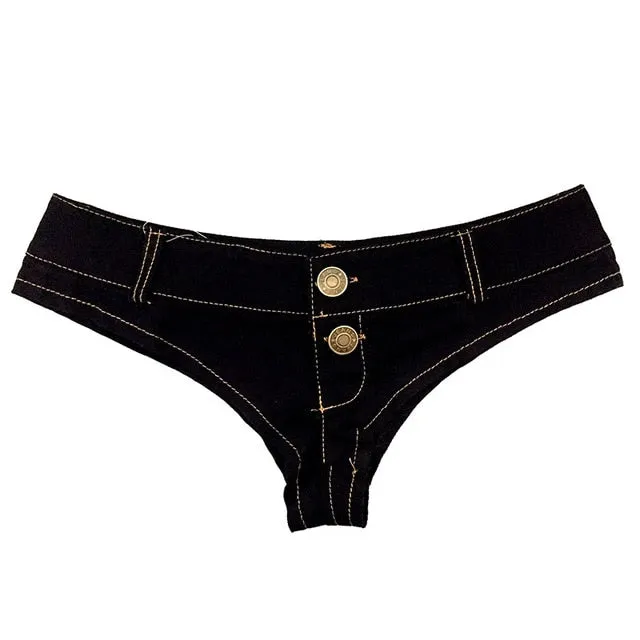 Sexy Jeans MINI Denim Shorts High Cut Bikini Hot Jean Short Double Button Low Rise Waist Shorts Exotic Culb Wear 5 Colours FX35