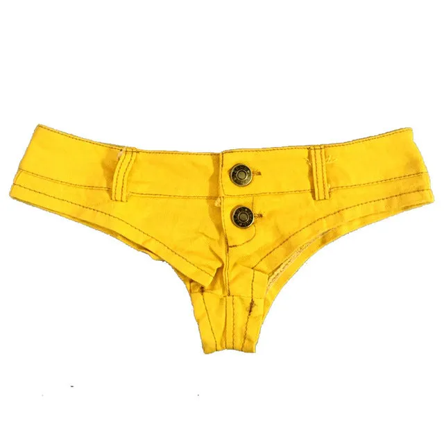 Sexy Jeans MINI Denim Shorts High Cut Bikini Hot Jean Short Double Button Low Rise Waist Shorts Exotic Culb Wear 5 Colours FX35