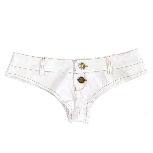Sexy Jeans MINI Denim Shorts High Cut Bikini Hot Jean Short Double Button Low Rise Waist Shorts Exotic Culb Wear 5 Colours FX35